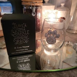 Rhinestone Dog Paw Stemless Wine Glass
